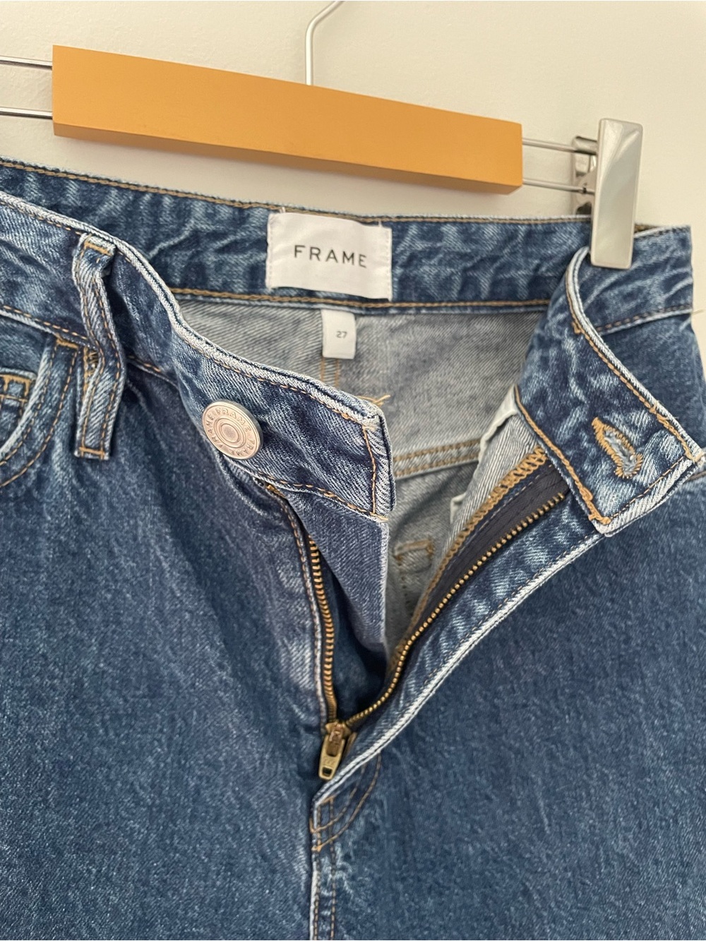 Frame Denim High-Rise Wide-Leg Cropped Jeans Nordic Wash Size 27 Casual Flare - Picture 8 of 12